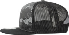 Decky 1055 Camo FLAT Bill Trucker Cap - Black NTG Camo - Black NTG Camo / One Size Fits Most