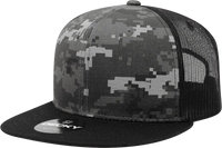 Decky 1055 Camo FLAT Bill Trucker Cap - Black NTG Camo - Black NTG Camo / One Size Fits Most
