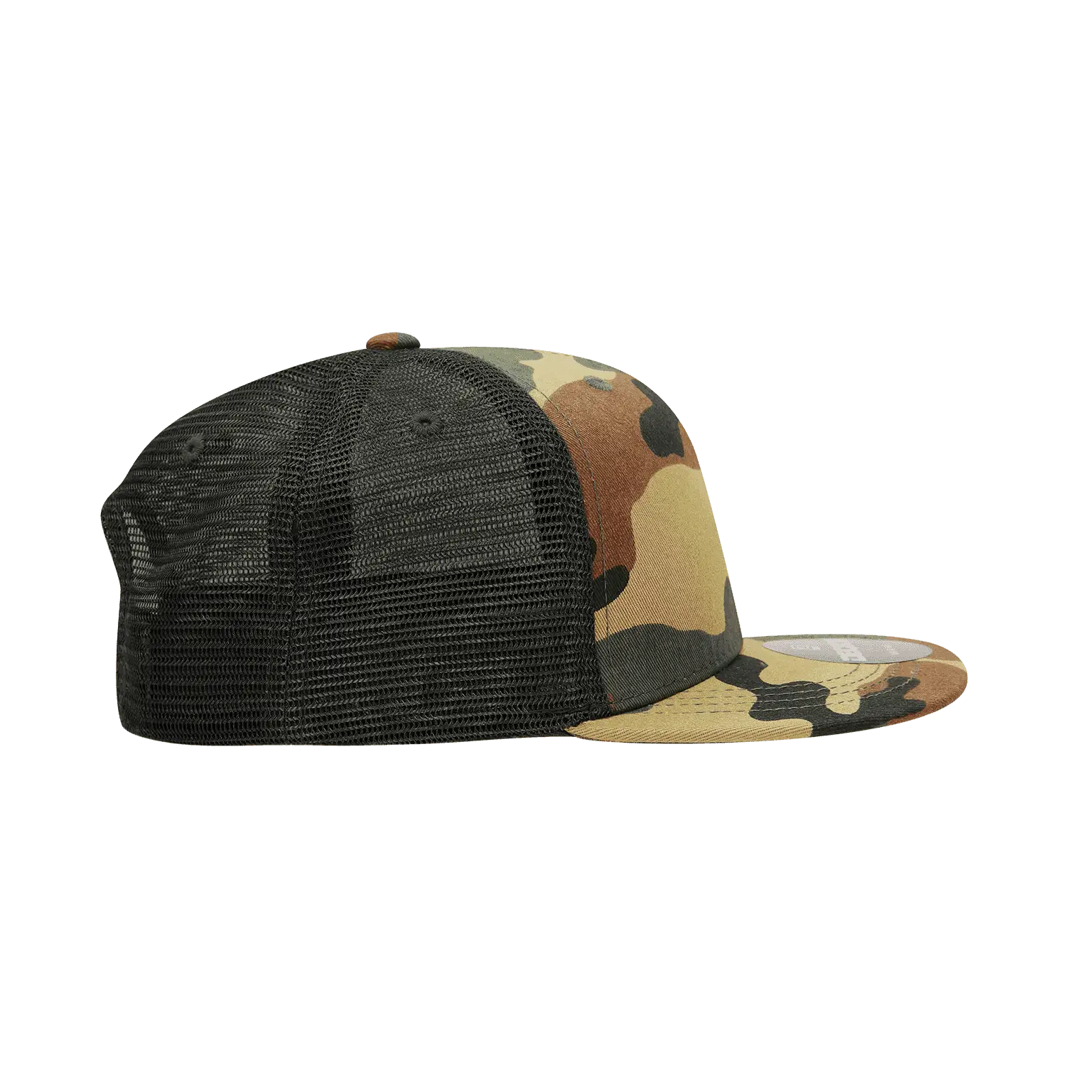 Decky 1055 Cotton Flat Bill Trucker Cap - Woodland Camo Black - Muti-Color / One Size Fits Most