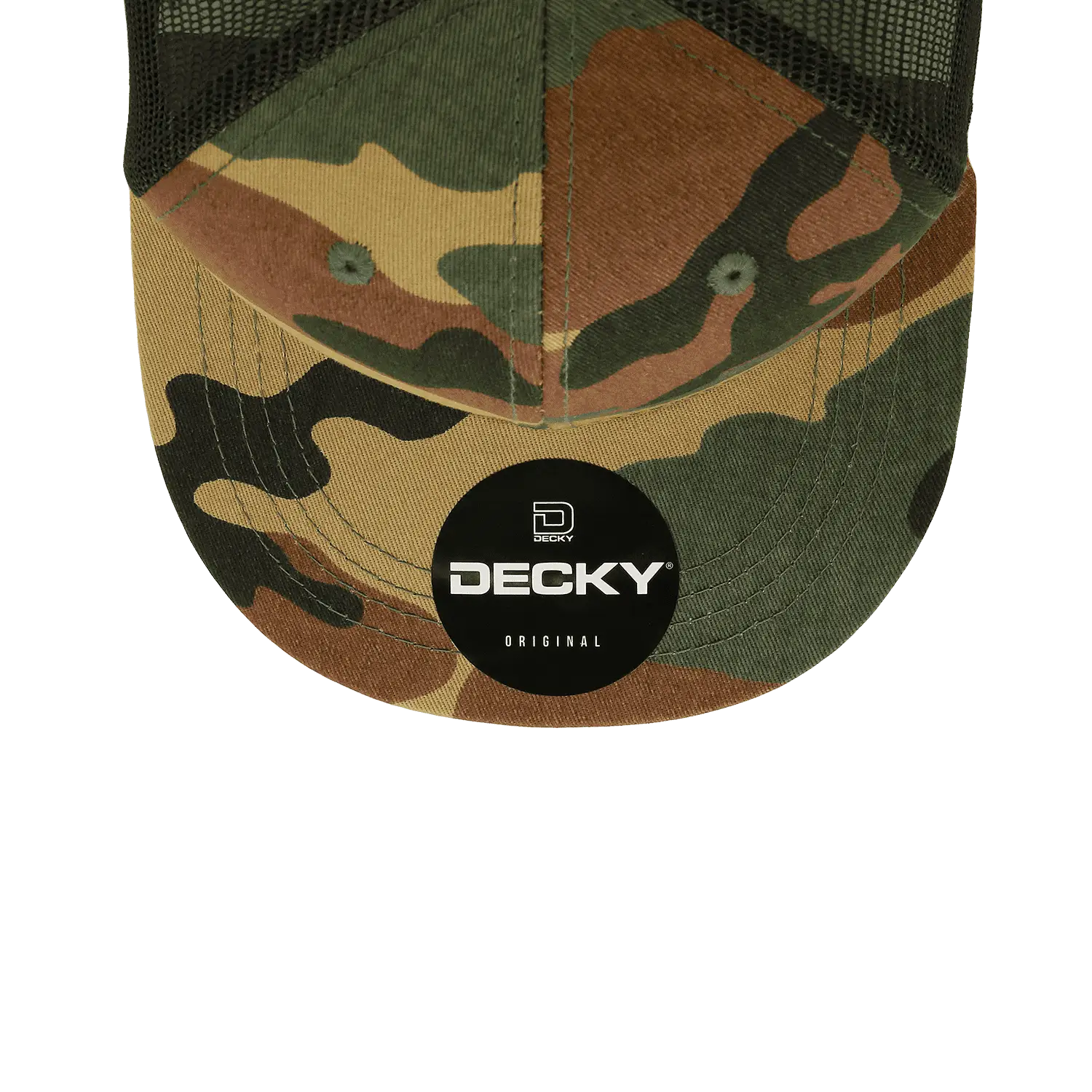 Decky 1055 Cotton Flat Bill Trucker Cap - Woodland Camo Black - Muti-Color / One Size Fits Most