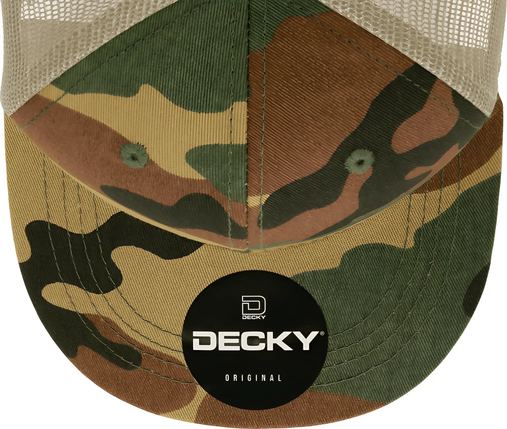 Decky 1055 Cotton Flat Bill Trucker Cap - Woodland Camo Khanki - Woodland Khanki / One Size Fits Most
