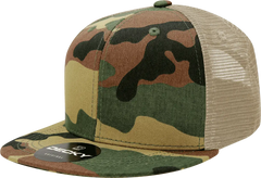 Decky 1055 Cotton Flat Bill Trucker Cap Woodland Camo Khanki Woodland Khanki / One Size Fits Most