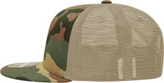 Decky 1055 Cotton Flat Bill Trucker Cap Woodland Camo Khanki Woodland Khanki / One Size Fits Most