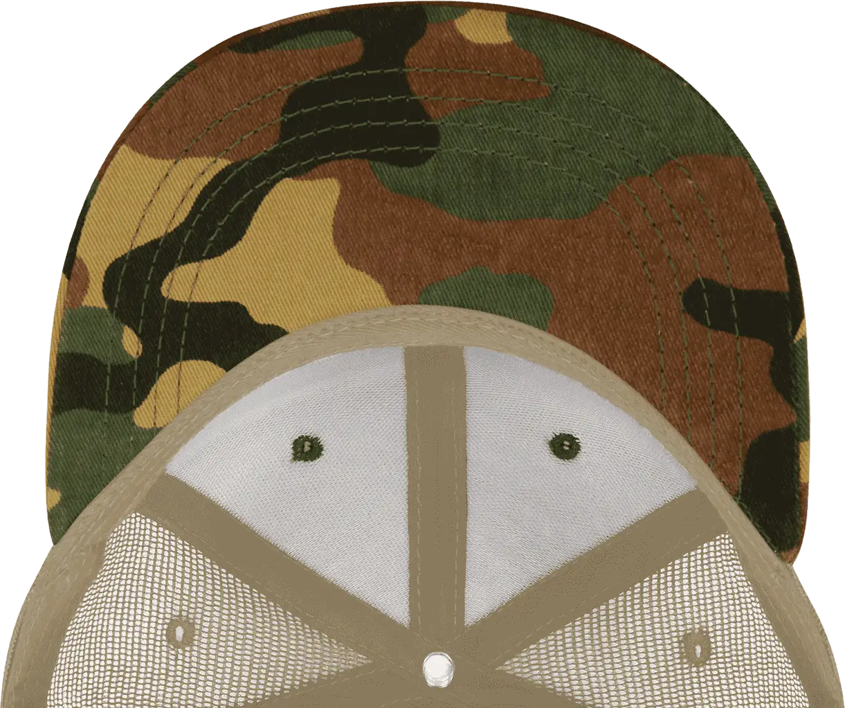 Decky 1055 Cotton Flat Bill Trucker Cap - Woodland Camo Khanki - Woodland Khanki / One Size Fits Most