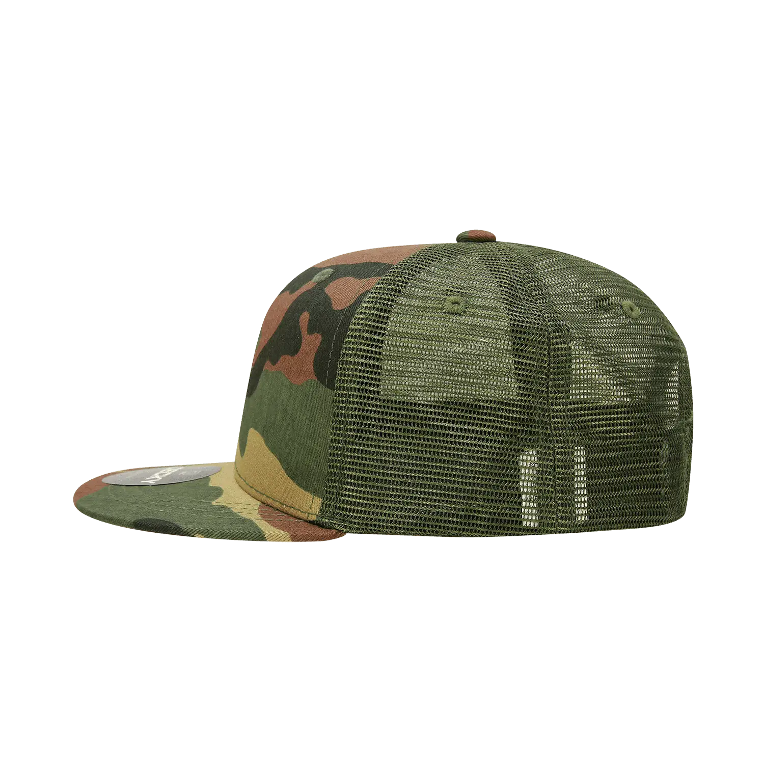 Decky 1055 Cotton Flat Bill Trucker Cap - Woodland Olive - Woodland Olive / One Size Fits Most