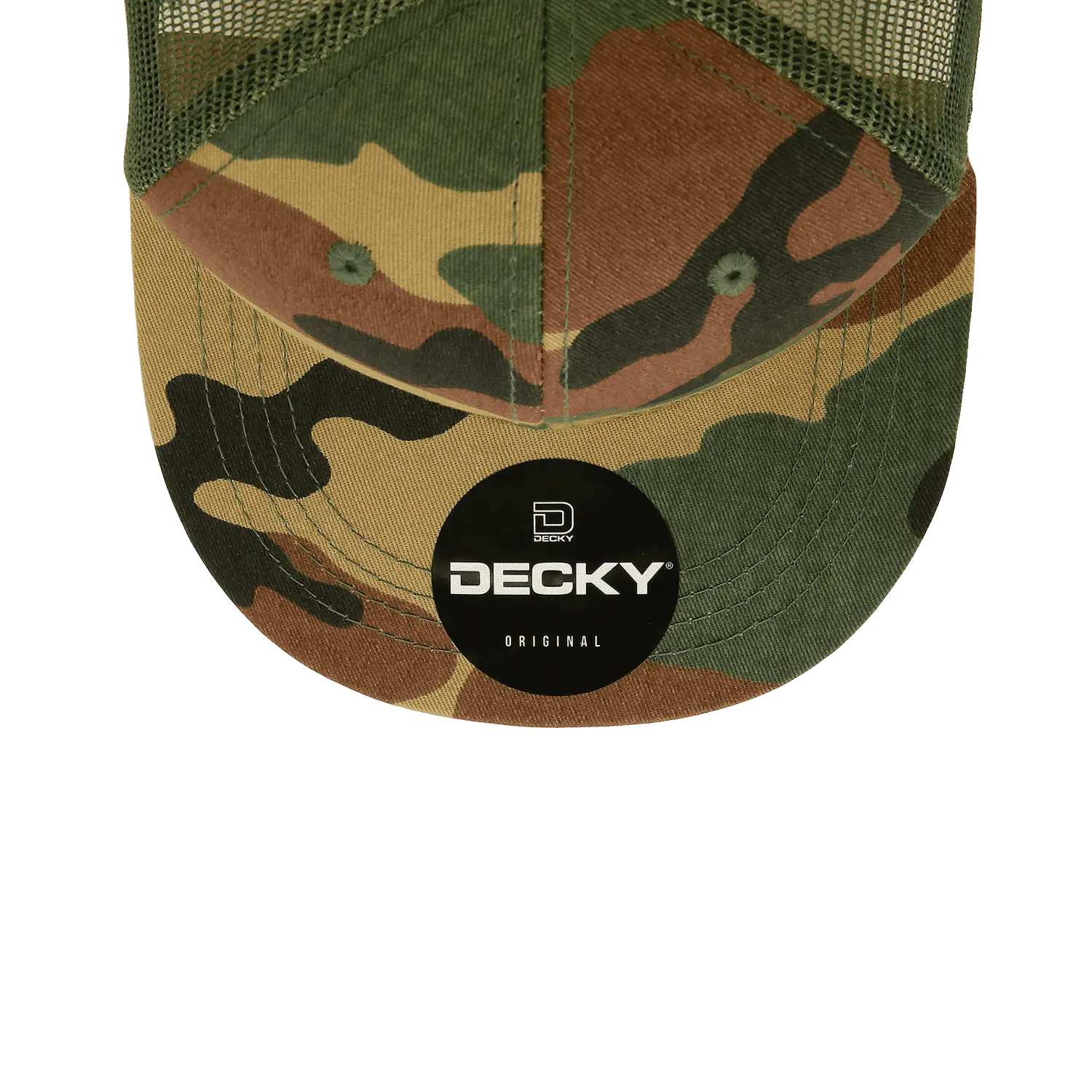 Decky 1055 Cotton Flat Bill Trucker Cap - Woodland Olive - Woodland Olive / One Size Fits Most