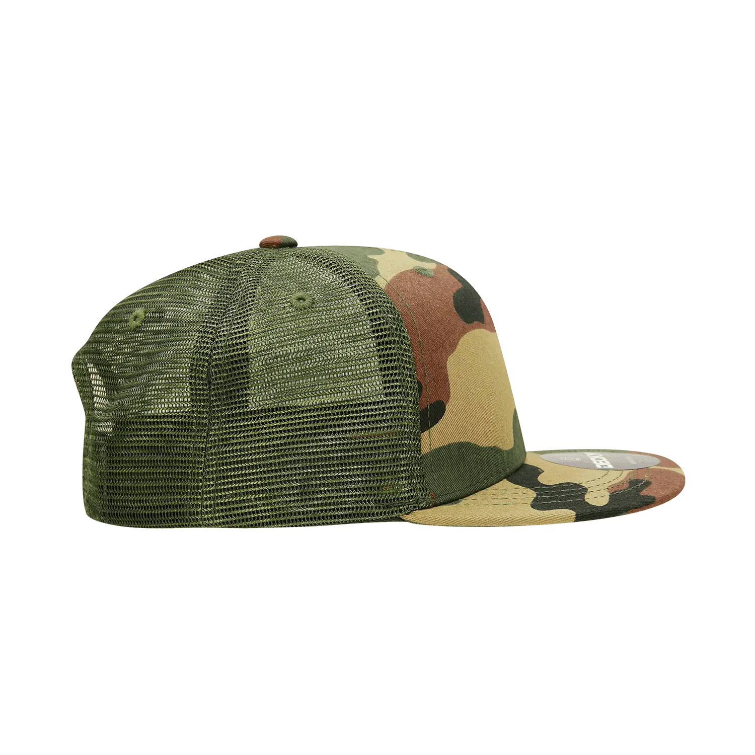 Decky 1055 Cotton Flat Bill Trucker Cap - Woodland Olive - Woodland Olive / One Size Fits Most