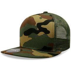 Decky 1063 10 Panel Flat Bill Trucker Cap - Woodland Camo - Woodland Camo / One Size Fits Most