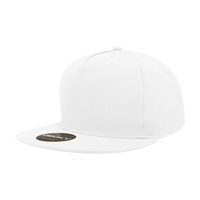 Decky 1064 5 Panel Cotton Flat Bill Snapback Cap - White - White / One Size Fits Most