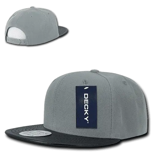Decky 1071 Acrylic/Vinyl Snapback Cap - Gray Black - Gray Black / One Size Fits Most
