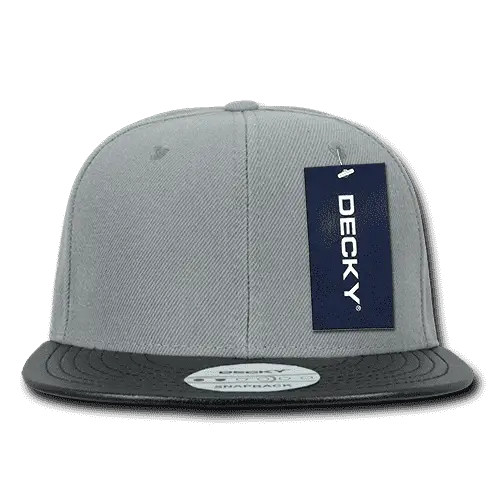Decky 1071 Acrylic/Vinyl Snapback Cap - Gray Black - Gray Black / One Size Fits Most