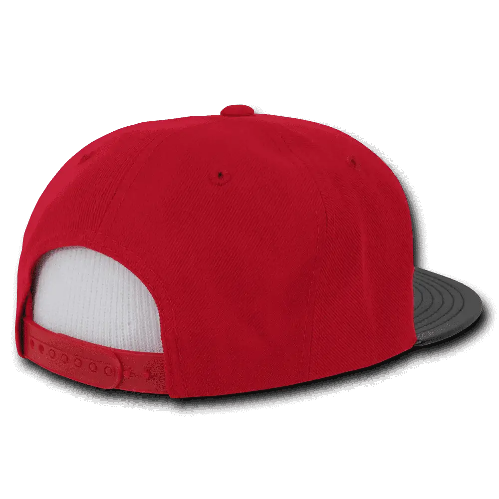 Decky 1071 Acrylic/Vinyl Snapback Cap - Red Black - Red Black / One Size Fits Most