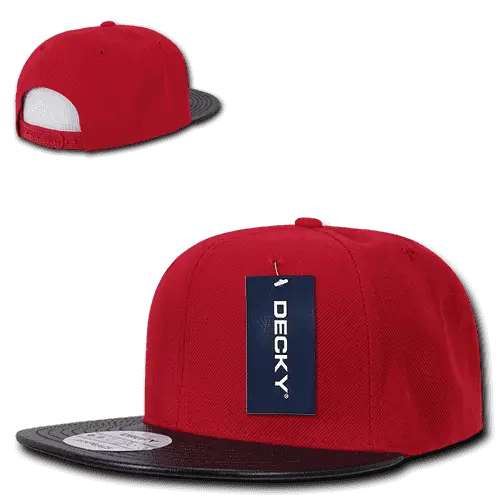 Decky 1071 Acrylic/Vinyl Snapback Cap - Red Black - Red Black / One Size Fits Most