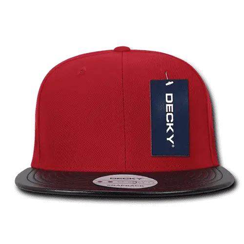 Decky 1071 Acrylic/Vinyl Snapback Cap - Red Black - Red Black / One Size Fits Most
