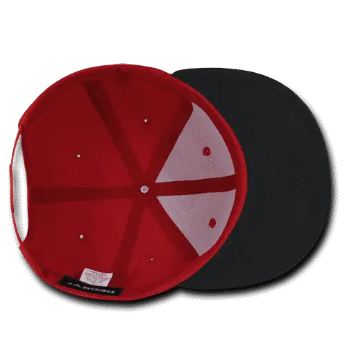 Decky 1071 Acrylic/Vinyl Snapback Cap - Red Black - Red Black / One Size Fits Most