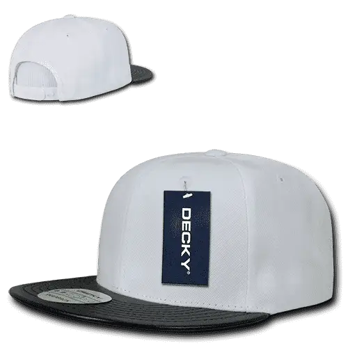 Decky 1071 Acrylic/Vinyl Snapback Cap - White Black - White Black / One Size Fits Most