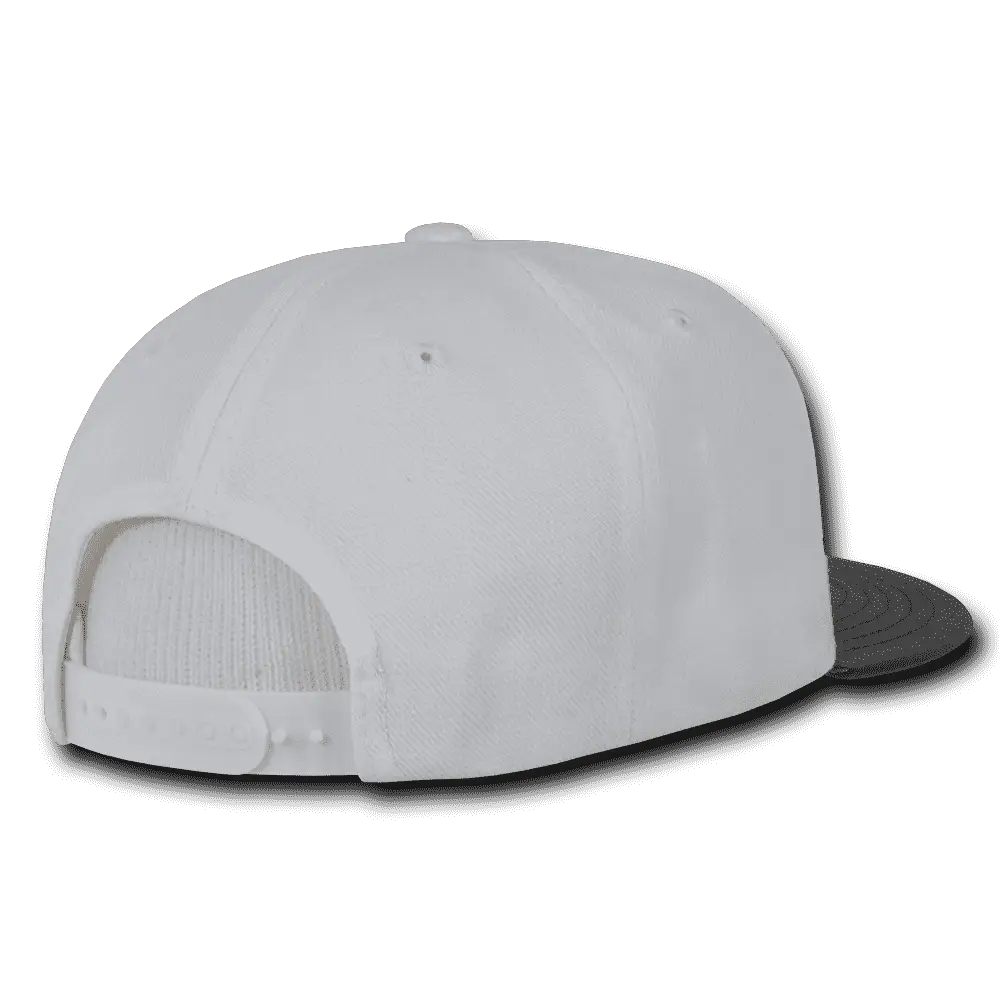 Decky 1071 Acrylic/Vinyl Snapback Cap - White Black - White Black / One Size Fits Most