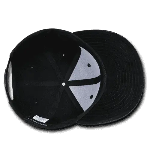 Decky 1071 Vinyl Brim Snapback Cap - Black - Black / One Size Fits Most