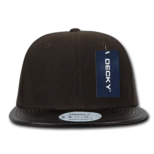 Decky 1071 Vinyl Brim Snapback Cap - Brown Black - Brown Black / One Size Fits Most