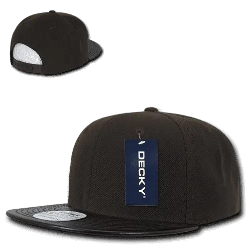 Decky 1071 Vinyl Brim Snapback Cap - Brown Black - Brown Black / One Size Fits Most