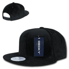 Decky 1076 Corduroy Snapback Cap - Black - Black / One Size Fits Most