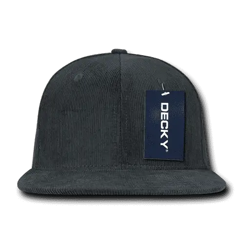 Decky 1076 Corduroy Snapback Cap - Charcoal - Dark Gray / One Size Fits Most
