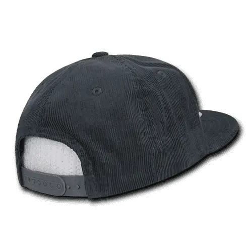 Decky 1076 Corduroy Snapback Cap - Charcoal - Dark Gray / One Size Fits Most