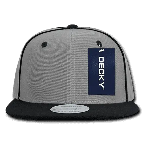 Decky 1078 Piped Crown Snapback Cap - Black - Black / One Size Fits Most