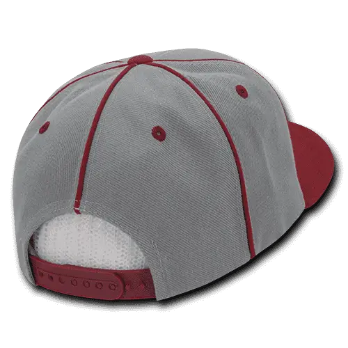 Decky 1078 Piped Crown Snapback Cap - Cardinal - Cardinal / One Size Fits Most