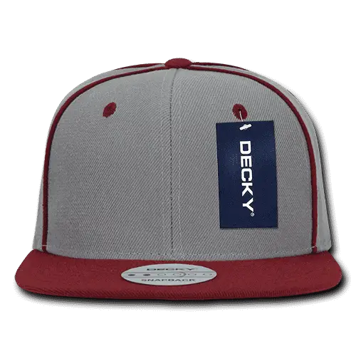 Decky 1078 Piped Crown Snapback Cap - Cardinal - Cardinal / One Size Fits Most