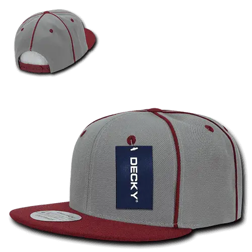 Decky 1078 Piped Crown Snapback Cap - Cardinal - Cardinal / One Size Fits Most