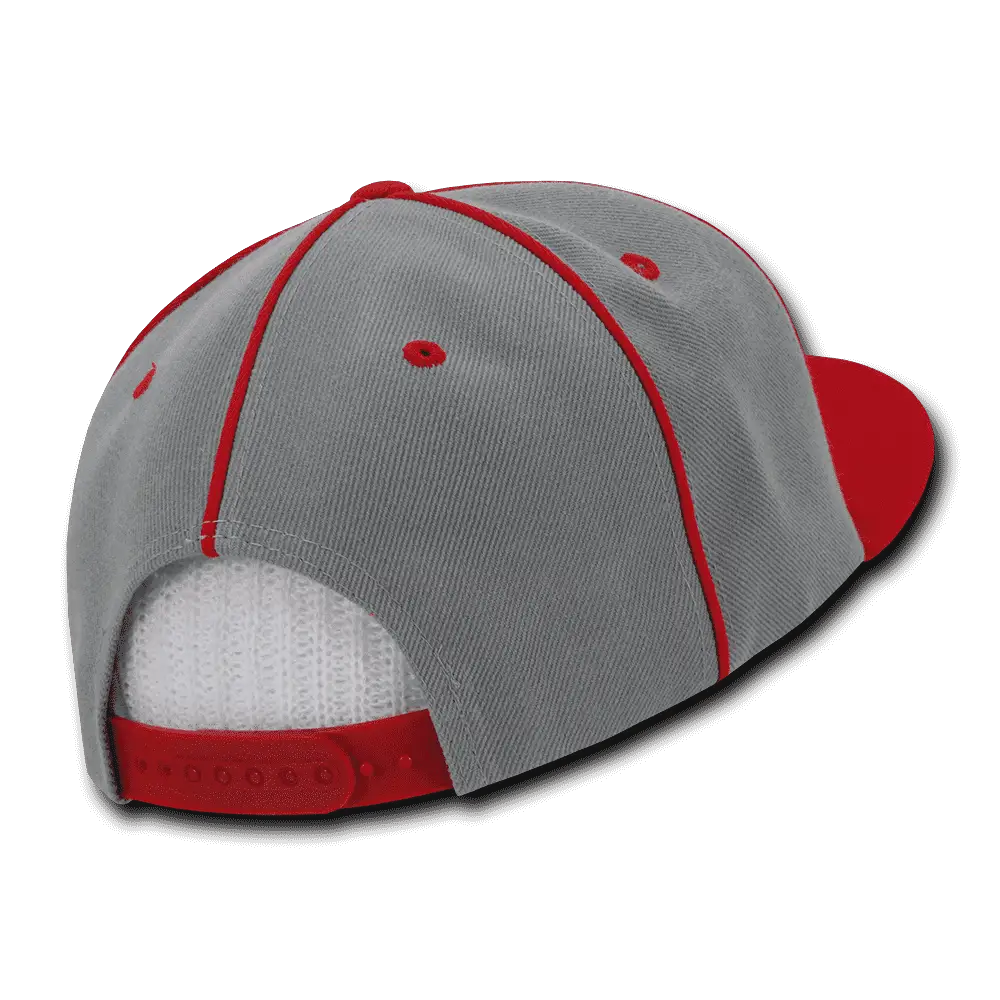 Decky 1078 Piped Crown Snapback Cap - Red - Red / One Size Fits Most
