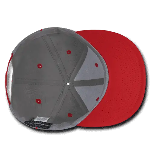 Decky 1078 Piped Crown Snapback Cap - Red - Red / One Size Fits Most
