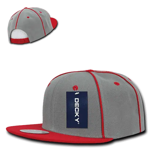 Decky 1078 Piped Crown Snapback Cap - Red - Red / One Size Fits Most