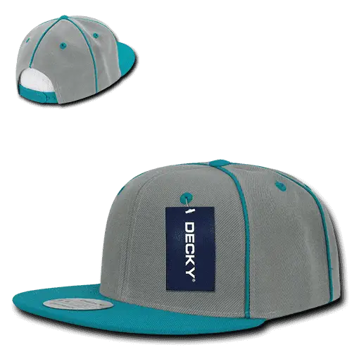 Decky 1078 Piped Crown Snapback Cap - Teal - Teal / One Size Fits Most