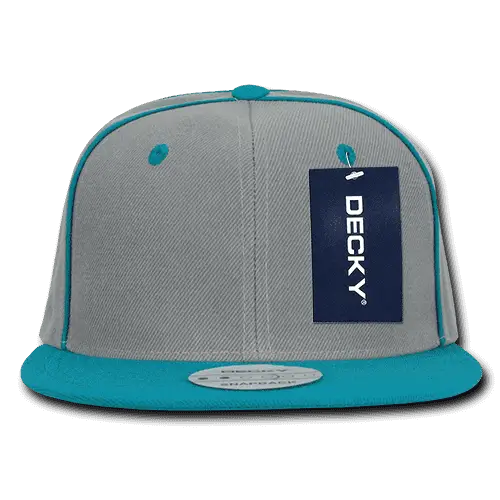 Decky 1078 Piped Crown Snapback Cap - Teal - Teal / One Size Fits Most
