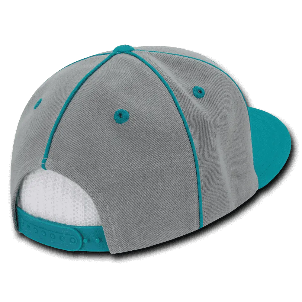 Decky 1078 Piped Crown Snapback Cap - Teal - Teal / One Size Fits Most