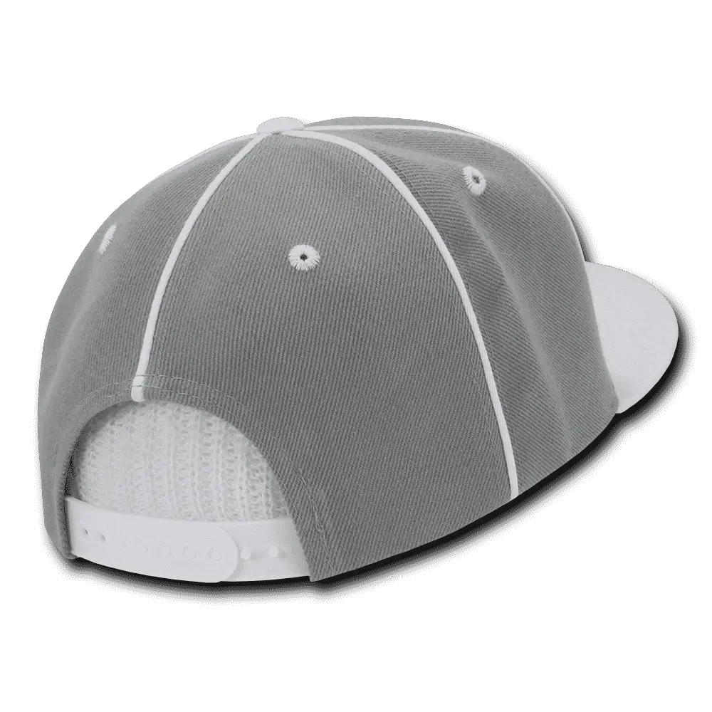 Decky 1078 Piped Crown Snapback Cap White White / One Size Fits Most