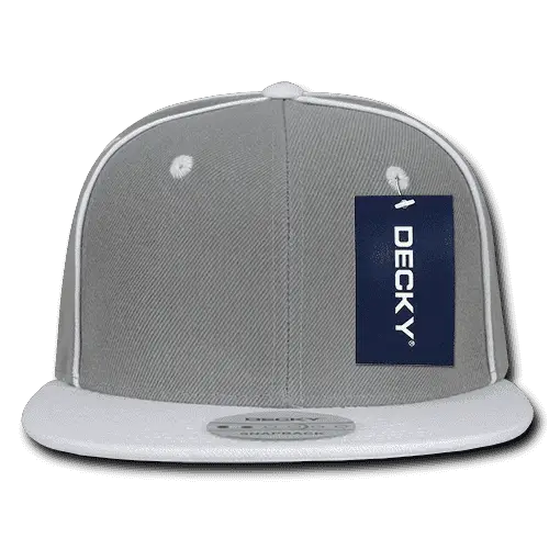 Decky 1078 Piped Crown Snapback Cap White White / One Size Fits Most