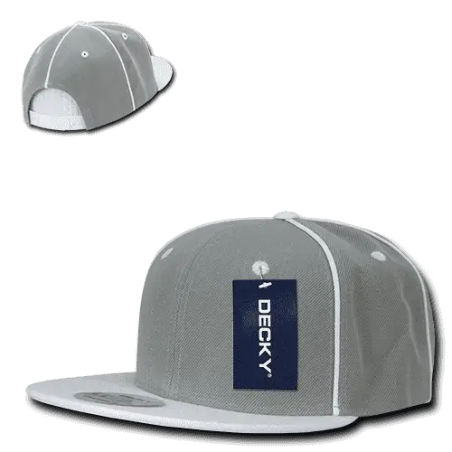 Decky 1078 Piped Crown Snapback Cap White White / One Size Fits Most