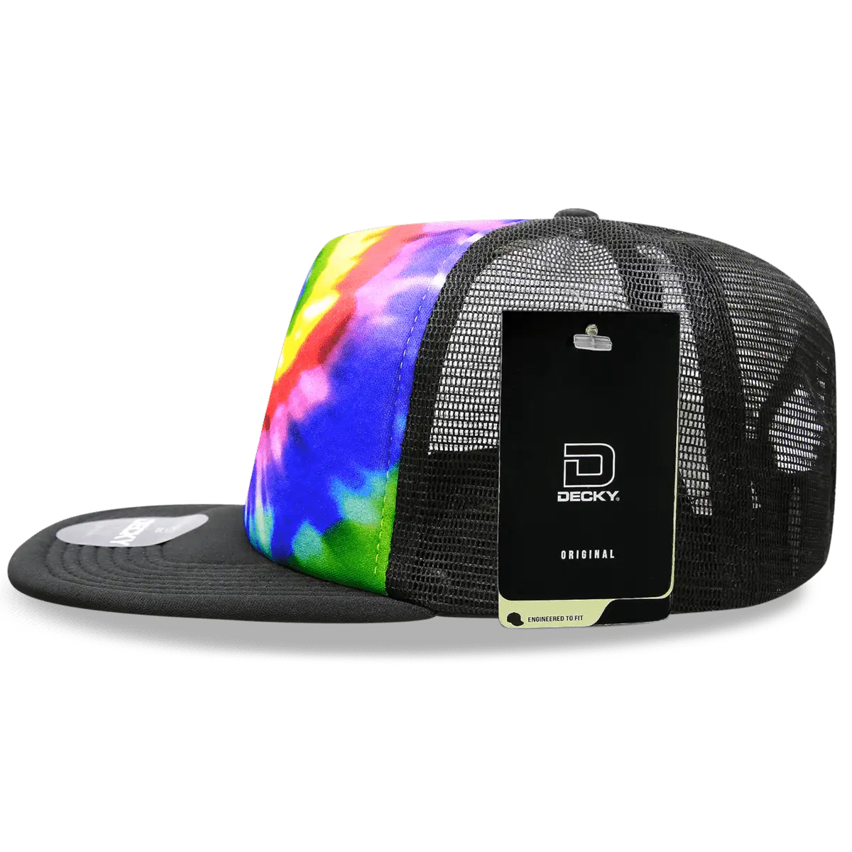 Decky 1079 Tie Dye Print Trucker Cap - Rainbow - Multi-Colored / One Size Fits Most