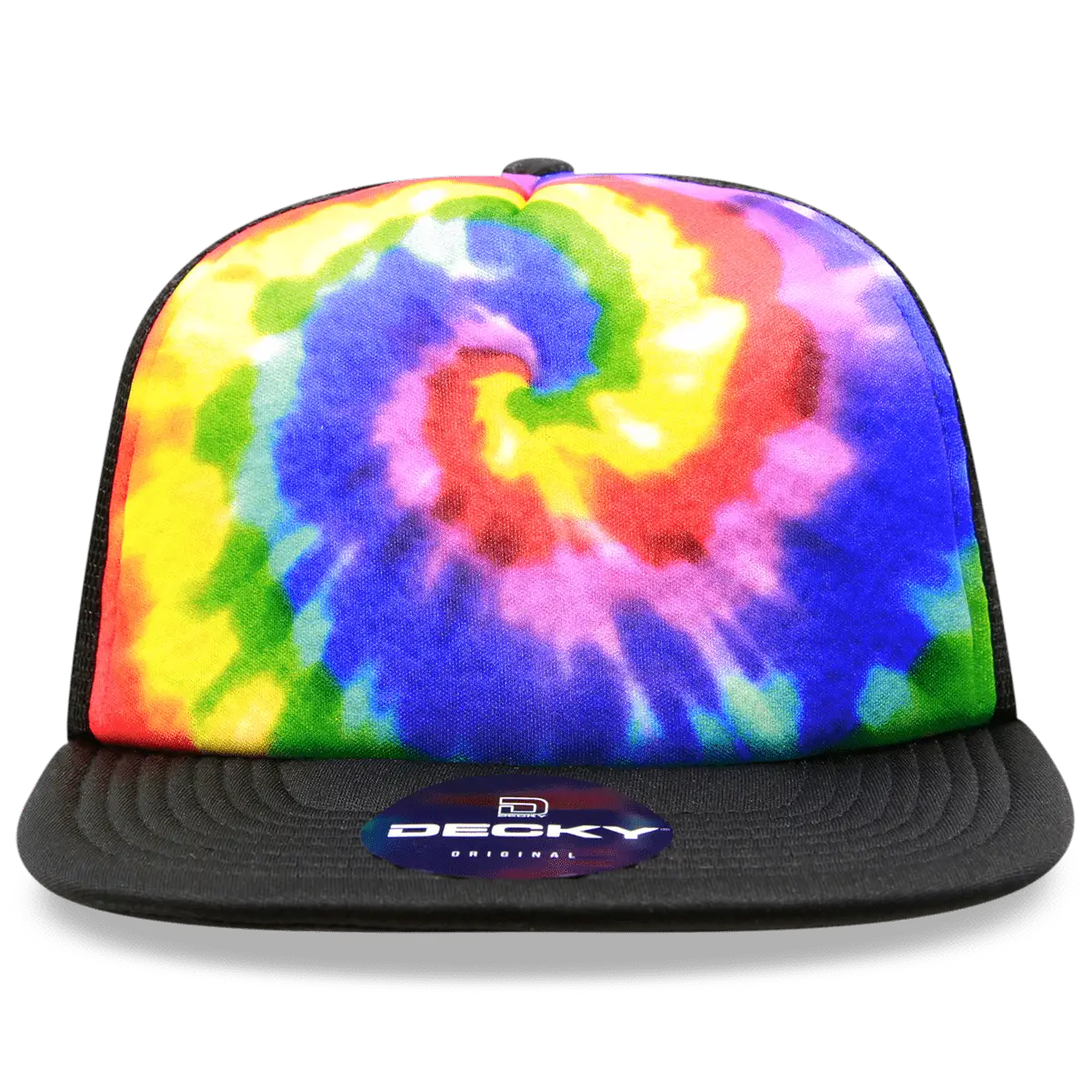Decky 1079 Tie Dye Print Trucker Cap - Rainbow - Multi-Colored / One Size Fits Most