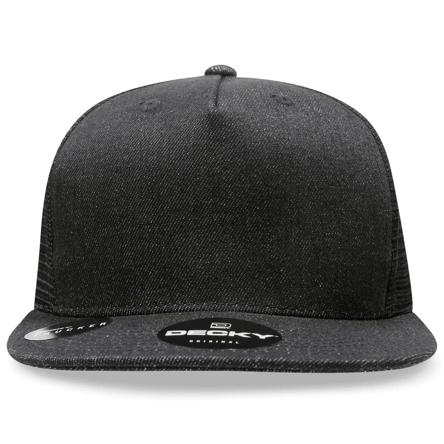 Decky 1082 5 Panel Denim Trucker Hat - Black - Black / One Size Fits Most