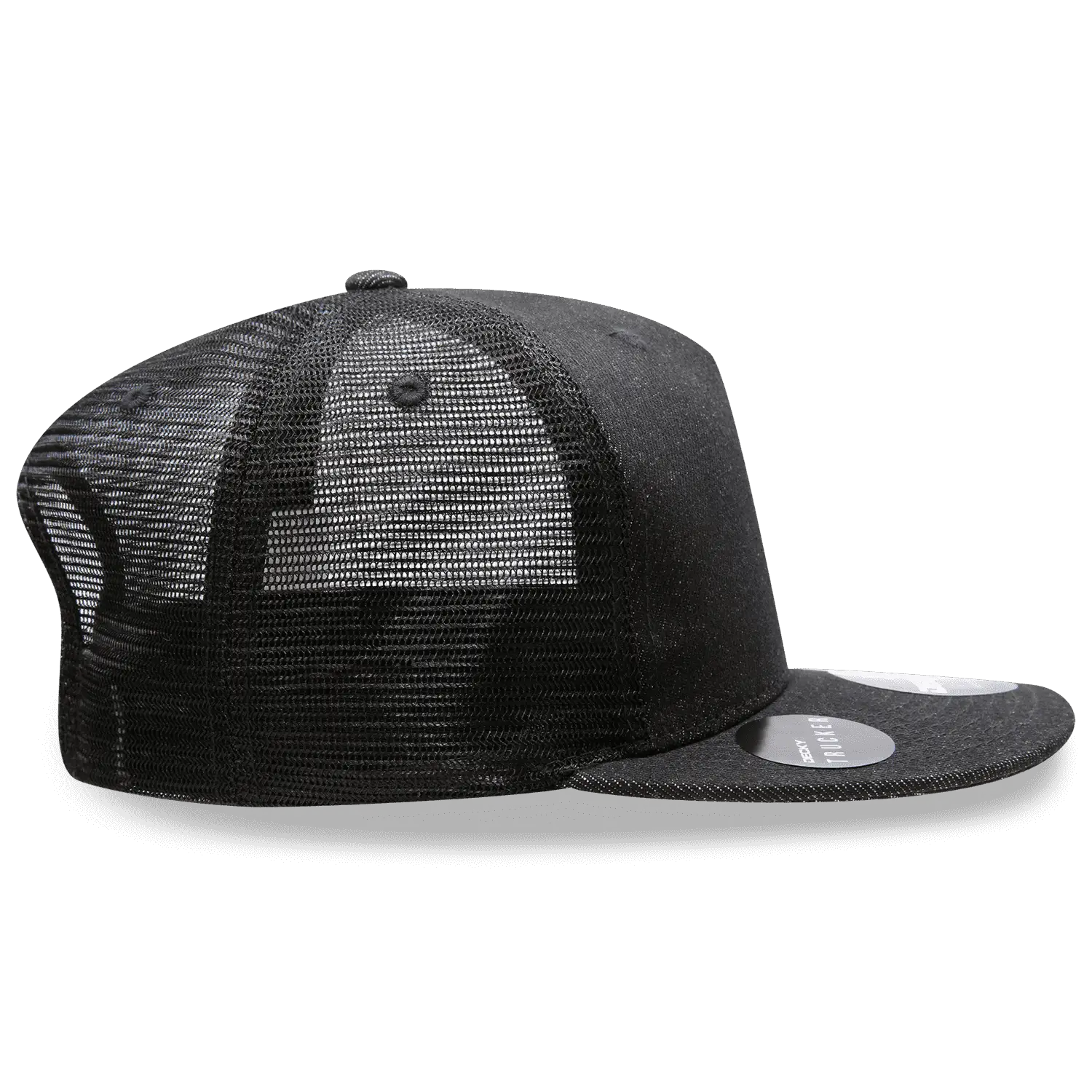 Decky 1082 5 Panel Denim Trucker Hat - Black - Black / One Size Fits Most