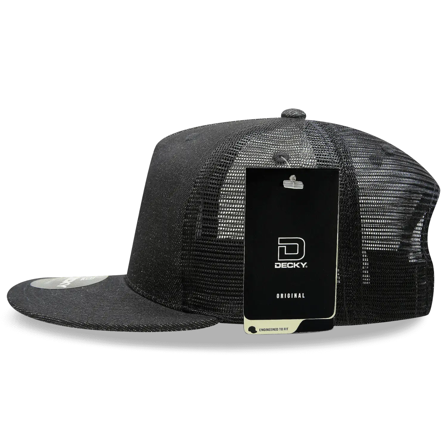 Decky 1082 5 Panel Denim Trucker Hat - Black - Black / One Size Fits Most