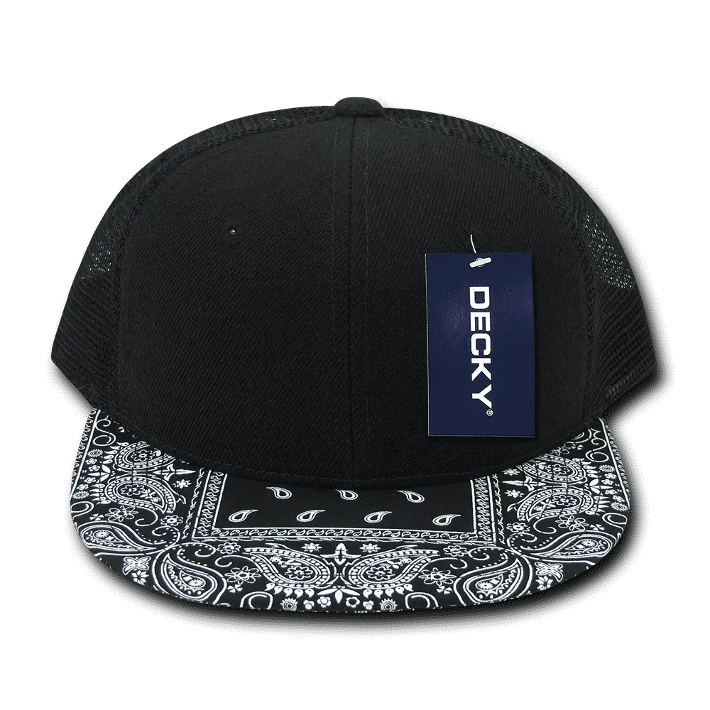 Decky 1083 Bandanna Trucker Cap - Black - Black / One Size Fits Most