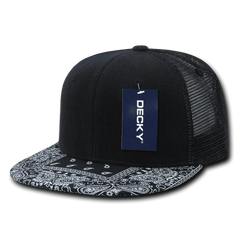 Decky 1083 Bandanna Trucker Cap - Black - Black / One Size Fits Most