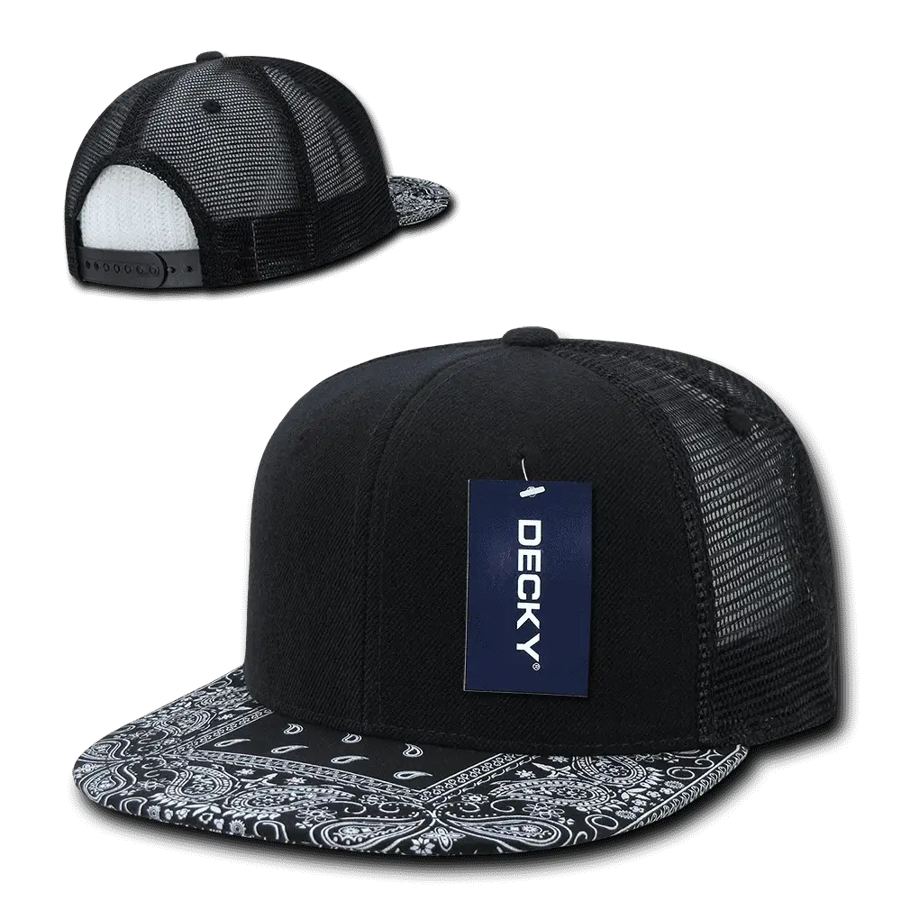 Decky 1083 Bandanna Trucker Cap - Black - Black / One Size Fits Most