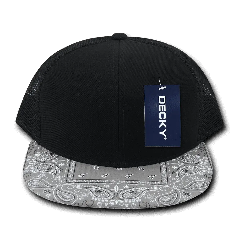 Decky 1083 Bandanna Trucker Cap - Black Gray - Black Gray / One Size Fits Most
