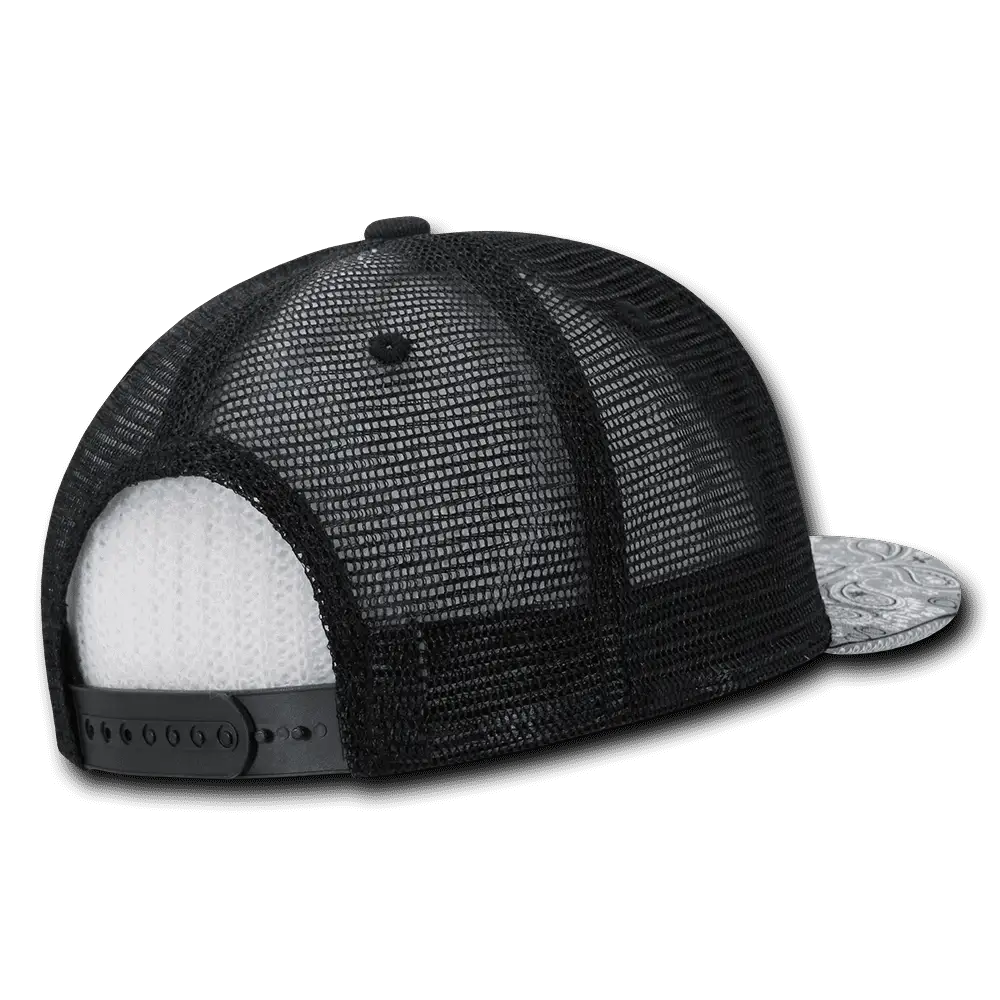 Decky 1083 Bandanna Trucker Cap - Black Gray - Black Gray / One Size Fits Most